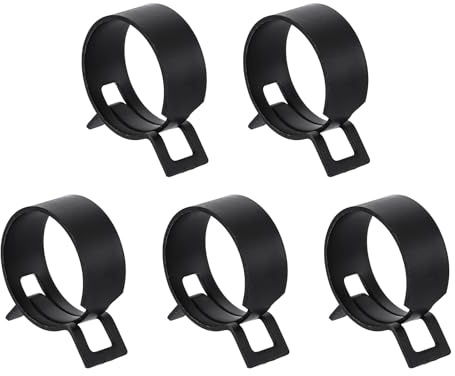 sourcing map 5pcs Spring Band Type Hose Clamps 25mm Fuel Line Hose Spring Clip Silicone Vacuum Hose Pipe Clamp Low Pressure Tube Clip Fastener, Black