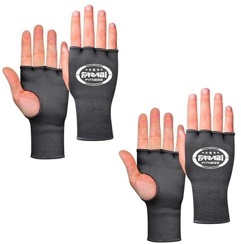 Farabi Sports Boxbandagen Halbfinger-Innenhandschuhe mit Gummizug ohne Gelpolster Bandagen für MMA, Muay Thai, Training, Kampfsport, Kickboxen und Kampfsport