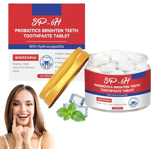 Sp6 Dentifricio compresse Dentifricio, Sbiancante idrossiapatite in polvere pastiglie per spazzolino da denti, supporta la rimineralizzazione, senza fluoruro, sapore fresco, dimensioni da viaggio 62