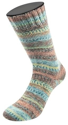 LANA GROSSA Landlust Sockenwolle 6-fach | Klassiker, bedruckt und waschmaschinenfest | Handstrickgarn aus 80% Schurwolle (Merino) & 20% Polyamid | 150g Wolle zum Stricken & Häkeln | 390m Garn FB 940