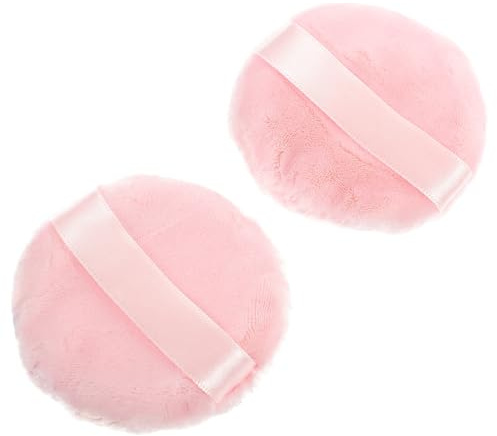 Borla de Maquillaje Rosa de Algodón, 2 Piezas, para Polvos