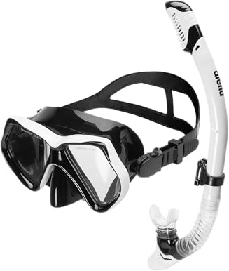Arena Set Maske und Schnorchel für Erwachsene, Schnorchelmaske Unisex, Meeresmaske, Schnorchelset mit Anti-Infiltrations-Technologie, Flexibler Schlauch mit Entlüftungsventil, Hypoallergenes Silikon