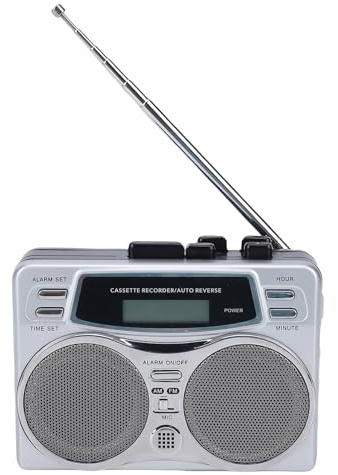 Odorkle Radio AM FM, Lecteur Cassette avec Prise Casque, Grand Haut-Parleur, Horloge, Minuterie, Enregistrement, Lecteur Portable pour la Maison, Pique-Nique, Senior