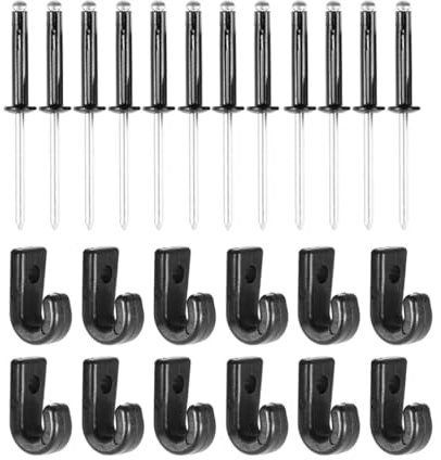 ABOOFAN J Hooks Lashing Hook Set with Rivets 12pcs for Kayak Canoe Boat Load Securing Accessories