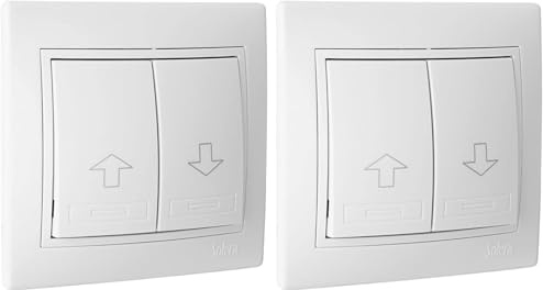 Pulsador para persiana blanco, serie estándar, funcionamiento sencillo, ideal para automatización de persianas y control de luz. (Paquete de 2)