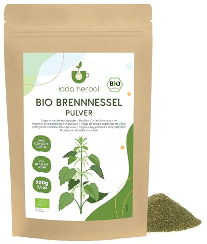 IDDA Herbal Poudre Ortie BIO 200g, Feuilles d'Ortie Séchées et Moulues, Urtica dioica