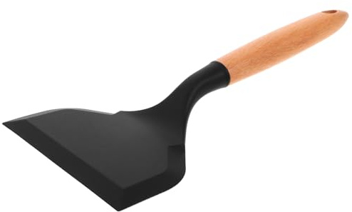 RUNROTOO Silicone Non-Stick Wide Spatula with Wooden Handle 10.43In Heat Resistant Flipper for Baking and Pancake Cooking