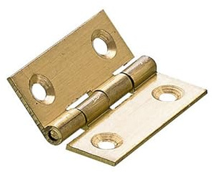 Hettich schmale Scharniere, 38 x 32 mm, 2 Stück | massiv Messing matt, mit Schrauben, Artikelnummer 89220