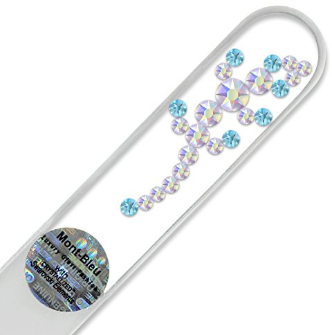Glasnagelfeile von Hand dekoriert mit Swarovski Elements, geliefert in einer Hülle aus schwarzem Samt - Echtem gehärteten Glas aus Tschechien
