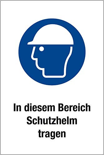 Gebotsschild In diesem Bereich Schutzhelm tragen - Aluminium selbstklebend - 20x30 cm