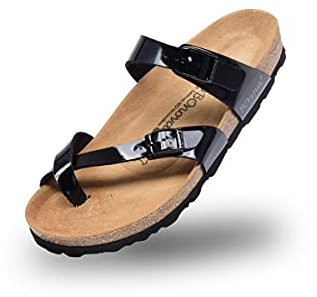 BOnova Portofino in Größe 39 Lack schwarz. Sommersandale mit Kork-Fußbett Hergestellt in der EU