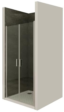 Moments of Glass Mampara de ducha 94x180 cm rango de ajuste de 94-97 cm, altura: 180 cm, vidrio de seguridad ESG con nano transparente de 6 mm con perfiles de aluminio - AC