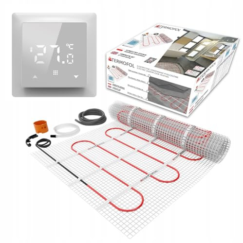 Termofol Set Heizmatte mit Thermostat - Elektrische Fußbodenheizung fur Badezimmer, Wohnzimmer und Küche - Heizfolie mit Heizkraft 150W/m2 - Oberfläche 1,0 m² - Mit digitalem Heizungsthermostat