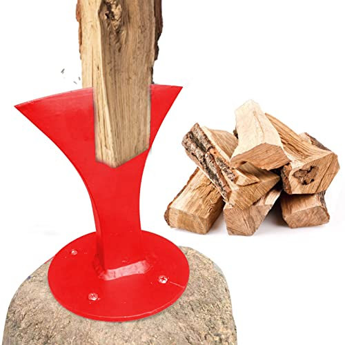 ETRAVEL Holzspalter Keil, strapazierfähig, klein, Brennholz, Anzündholz, Spalter aus Gusseisen, manueller Holzspalter für kleine Kamin-Feuerstellen (rot)