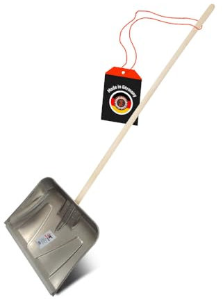 SHW-FIRE | Schneeschieber Aluminium mit 52 cm Schaufel und 140 cm Buche-Stiel, mit Alu-Schutzkante, ideal für große Schneemengen & Eisräumung | Made in Germany