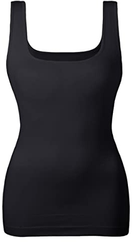EUYZOU Women's Tummy Control Shapewear Tank Tops Seamless Square Neck Compression Tops Slimming Body Shaper Camisole, Black, Large