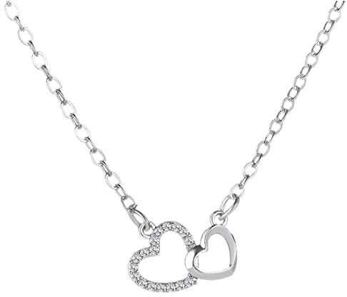 Yowablo Pfirsichkette Temperament Tag Halskette Anhänger Schlüsselbein Herz Valentinstag Doppeltes Geschenk Halsketten & Anhänger Ketten Oberteil