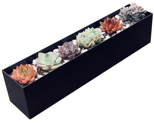 PSOIRGCNH, Fioriera moderna in metallo, rettangolare, nera, per interni, davanzali, tavoli o finestre, adatta per piantare per odori, 40,64 cm (1 pezzo, corta, nero)