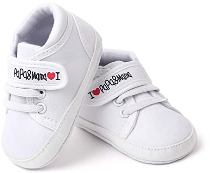 Carolilly Chaussettes Blanches Bébé Unisexe Baptême Imprimées J’Aime Papa et Mama, Cadeau de Naissance Fête de Père ou Mère (Blanc, 6-12 Months)