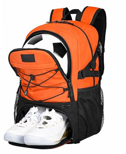 Goloni Fußball-Rucksack, Basketball-Rucksack mit Ballfach und Schuhfach, Sporttasche für Basketball, Fußball, American Football, Volleyball, Schwimmen, Fitnessstudio, Reisen