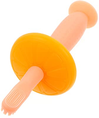 TOYANDONA Silikonzahnbürste für Babys Flexible Zahnbürste aus Silikon mit Weichem Bürstenkopf Saugnapf und Schutzblocker für Sanfte Mundpflege