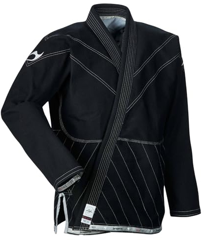 Ju-Sports BJJ Jacke Select Neo Schwarz A1 I Jujutsu Anzug für Erwachsene I Kampfanzug mit Lycra-Einsatz im Schulterbereich I Mit Kontrastnähten I 100% Baumwolle