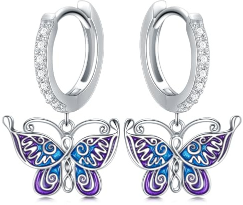 REDSUN Ohrringe Schmetterling 925 Sterling Silber Schmetterling Ohrringe Schmetterlinge Schmuck Geschenke für Mädchen Kinder Damen Tochter, Serling Silber