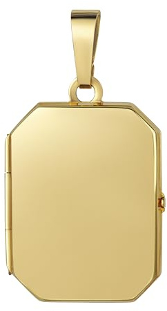 JEVELION Gold Medaillon Anhänger für 2 Bilder 333 Gold Bild Amulett rechteckig zum Öffnen für Damen mit Halskette und Schmuck-Etui