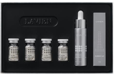 Lavien Collagen Ampoule Program (Pink) - Skin Elasticity, Low Molecule Collagen, Skin Aging Improvement, All Skin Types - 30 ml Buster Bottle, 4-200 mg Collagen with Dropper