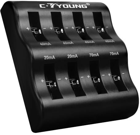 CTYOUNG Rechargeable Coin Battery Charger with 8 Charging Slots for 3.6V Button Cell LIR2032/2032H/2450/2440/2430/2025/2016/1632(Batteries Not Include)