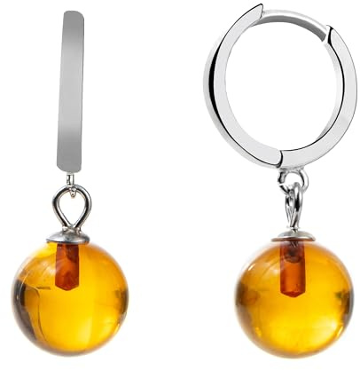 Kleine Creolen aus baltischem Bernstein aus Sterlingsilber für Damen