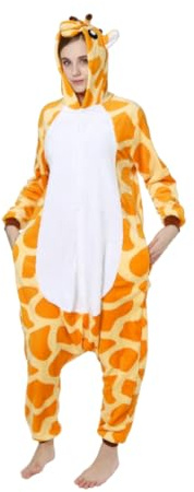 TOHYOZIJ Unisex Adult Onesie Pajamas, Plush Cosplay Animal One Piece Halloween Carnival Costume Sleepwear Homewear (UK, Alpha, M, Regular, Regular, Giraffe)