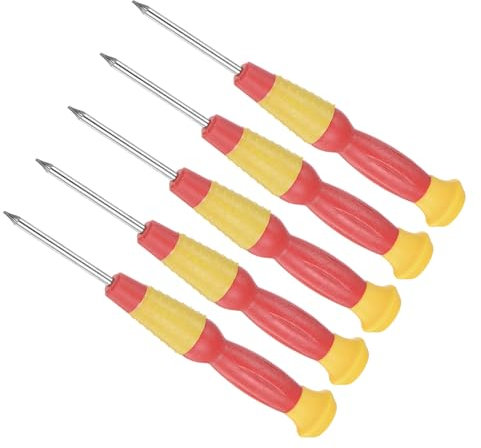 CoCud Mini Torx Schraubendreher, Größe T2, Länge 120mm, Kohlenstoffstahl, Kleine 6-Punkt-Schraubendreher mit rutschfestem Griff - (Anwendungen: für Brillen, Uhren oder Laptops), 5 Stück