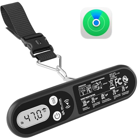 Slide Innovations Digital Luggage Scale with Apple Find My (iOS), Portable Suitcase Weight Scale & Tracker, LED Display Travel Baggage Scale up to 110 lb / 50 kg, Lightweight Airline Travel Accessory
