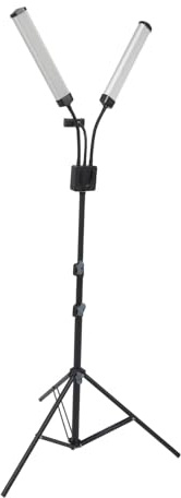 Luz de Relleno LED de Doble Brazo, 40 W, 3200-5600 Kelvin, 3 Colores de Luz, 100V‑240V Lámpara de Pie para Extensiones de Pestañas con Soporte para Trípode y Soporte para