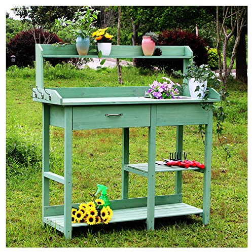 asdchZen Pflanzwerkbank Mit Abnehmbarem Waschbecken, Ablageflächen Und Schublade, Gartenbank, Pflanztisch (Grün, 117 X 45 X 121 cm)