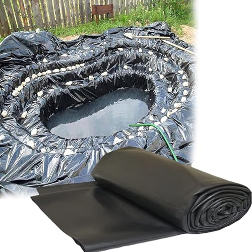 SOYDAN Teichfolie, 20 Mil Dicke, Biegsames und UV-beständiges HDPE-Material, Großformatige, Leicht zu Schneidende Unterlage für Gartenteich, Merkmale, Fisch und Wassergärten, Schwarz(3x2.1m(7x10FT))