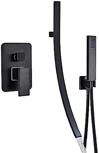 Badewannenarmatur, Mischbatterie, Waschbeckenarmatur Mit Sprühgerät, Handbrause, Langer Auslauf, Badewanne, Badezimmerarmatur, Warm- Und Kaltwassermischer, Chrom-Polnisch,Schwarze Bronze