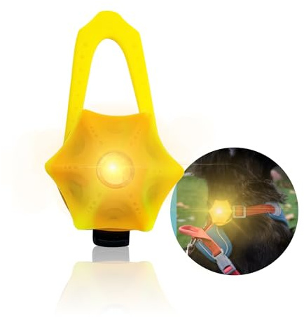 LaRoo Sicherheits LED Blinklicht für Hunde, Katzen,USB Wiederaufladbar LED Nachtlicht Halsbandschmuck Wasserdicht Nachts Spaziergang mit dem Hund Outdoor,Mit Energiesparmodus (Yellow)