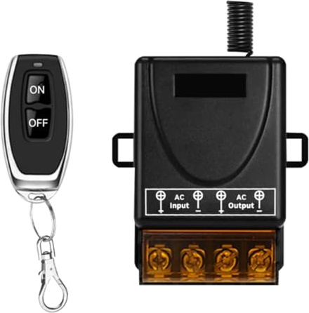 Cerhot Kit de interruptor y receptor de luz inalámbrico de alta potencia de 230V CA, 100m, 30A, interruptor de control remoto inalámbrico, interruptor inalámbrico para bomba de agua
