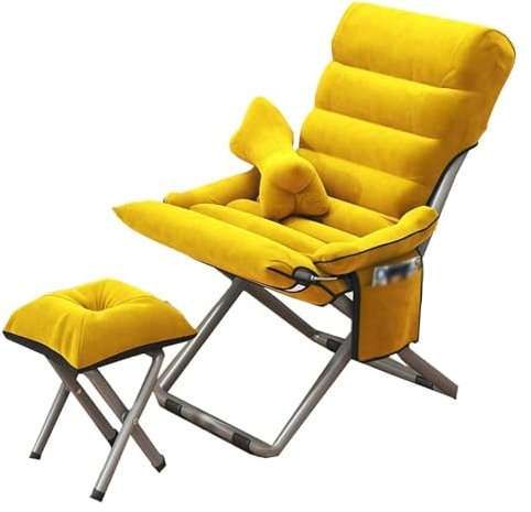 air Lazy air Mit Ottomane, Klapplounge air Indoor Mit Kissen, Liegestuhl air Wohnzimmer air Mit 3-Fach Verstellbarer Rückenlehne, Seitentaschen