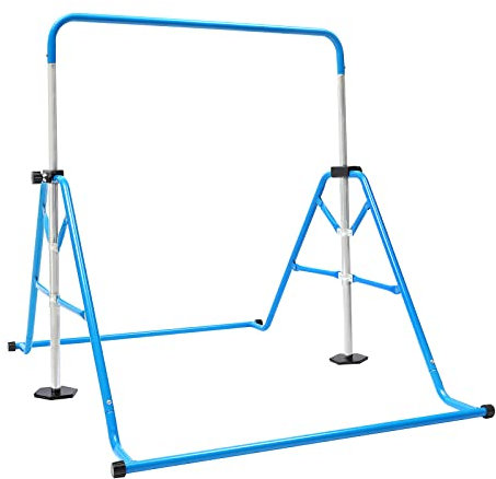 soudesileim Gymnastikstange, 148 * 155cm Faltbarer Turnreck Reckstange, Höhenverstellbares Gymnastikstange Indoor & Outdoor, 176 Pfund Tragfähigkeit,Für 70-140cm (Blau)