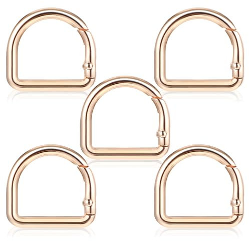 Oruola 5 Stück -Ringe Taschenzubehör Set, D Ringe Gold, D Ring für Geldbörse, Zinklegierung D-Ring Schlüsselanhänger Gold, DGeldbörsen Hardware für Taschenzubehör,Geldbörsenriemen Ersatz (2.8x3 cm)