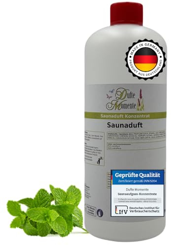 Dufte Momente Saunaaufguss-Konzentrat Pfefferminze – 1 Liter – intensiv frisch & belebend – konzentriert & ergiebig – zertifizierte Profi-Qualität – vegan & Made in Germany