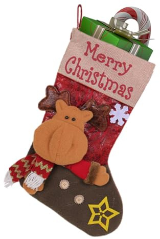 Generisch Traditionelle Weihnachtsstrümpfe, Weihnachtsmann-Rentier- -Strumpf | Familienstrümpfe für Wohndekoration | Weiche Plüsch-Kaminstrümpfe mit Weihnachtsmann, und Rentier für die