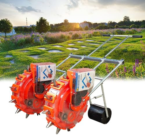 CASEGO Manual Seeder, Double Manual Seeder Hand-Push Garden Seeder Roller Seeding, Peanut Corn Bean Planter Precision Garden Push Seeder Machine (Red 6 mouths)
