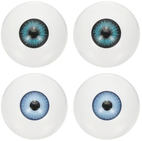 PATIKIL 30mm Safety Eyes, 4 Pcs Realistic Acrylic Eyes Plastic Half Eyeballs for Masks Halloween Props Art Craft, Light Blue/Dark Blue