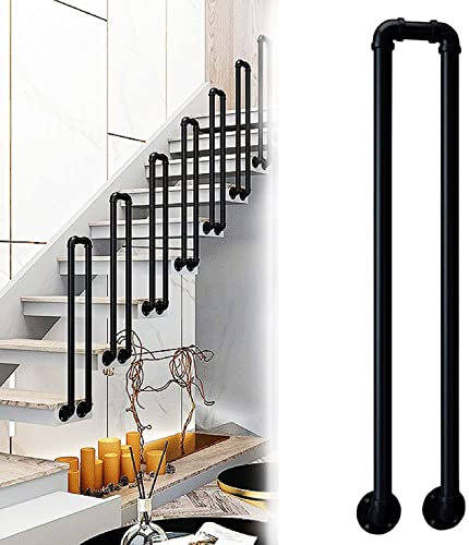 Ringhiera laterale a forma di U per interni ed esterni, aste di supporto per recinzione di sicurezza in ferro battuto, corrimano antiscivolo da 50 a 100 cm, per giardini, soffitte, scale a chiocciola