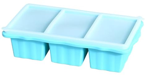 Molde de bloque de hielo, molde de bandeja de hielo - 3 cubos Bandeja de congelador de silicona con tapa | Cóctel haciendo un recipiente de comida de fácil liberación apilable versátil para caldos, ol