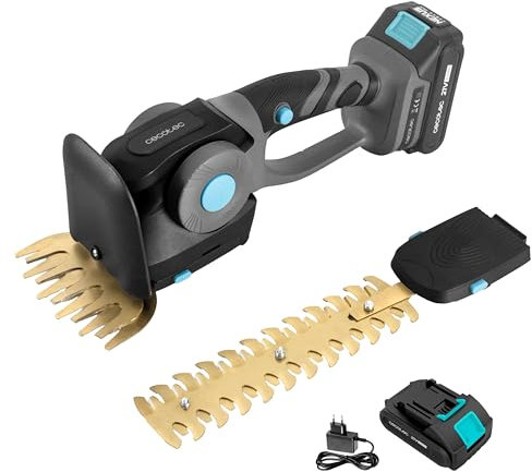 Cecotec Tosaerba e Tagliasiepi a Batteria TitaniumSword 2120 Hand XL. Lame al Titanio Laser. Impugnatura Ergonomica. Batteria 21V Brushless. Accessori Siepi 22mm e Erba 13cm. Potenza e Versatilità